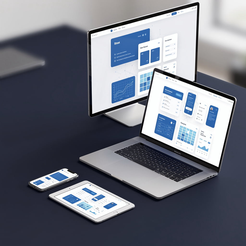 ELYQEN DIGITAL LTD modern digital workspace showing interface design for UK website development, mobile application development and IT consultancy services