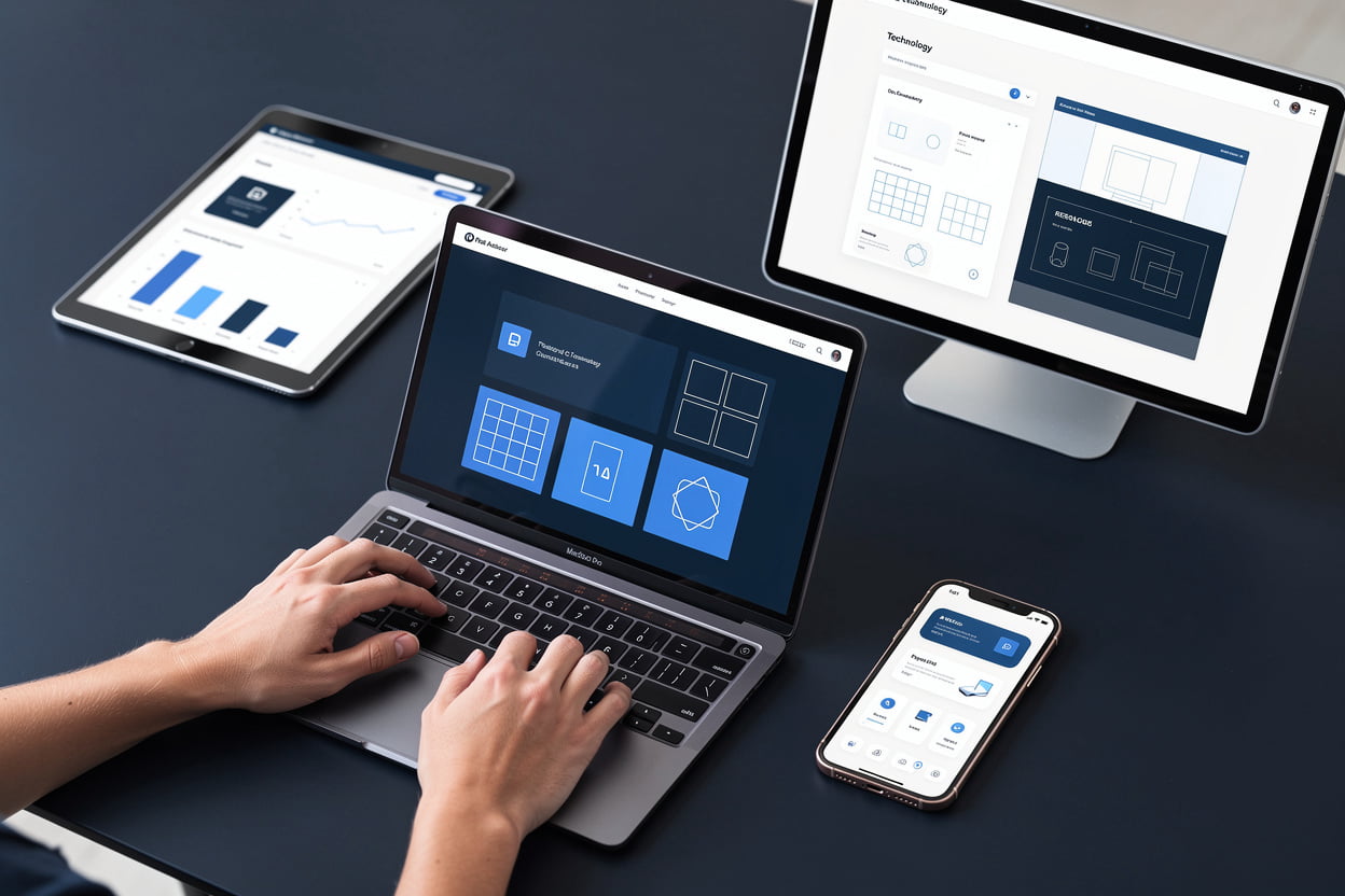 ELYQEN DIGITAL LTD website design, mobile app development, IT consultancy and digital technology services shown across screens and devices